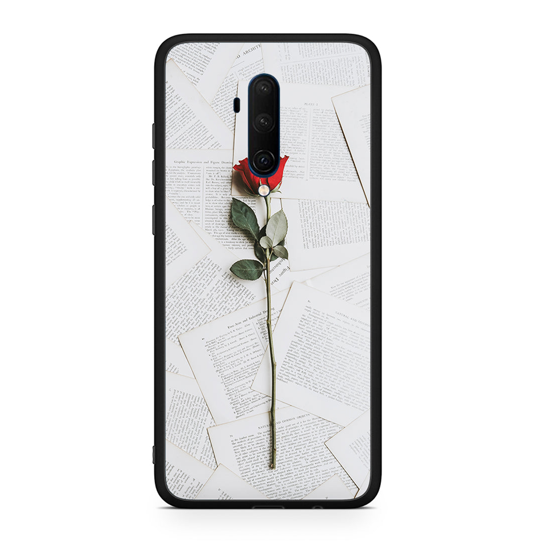 OnePlus 7T Pro Red Rose θήκη από τη Smartfits με σχέδιο στο πίσω μέρος και μαύρο περίβλημα | Smartphone case with colorful back and black bezels by Smartfits