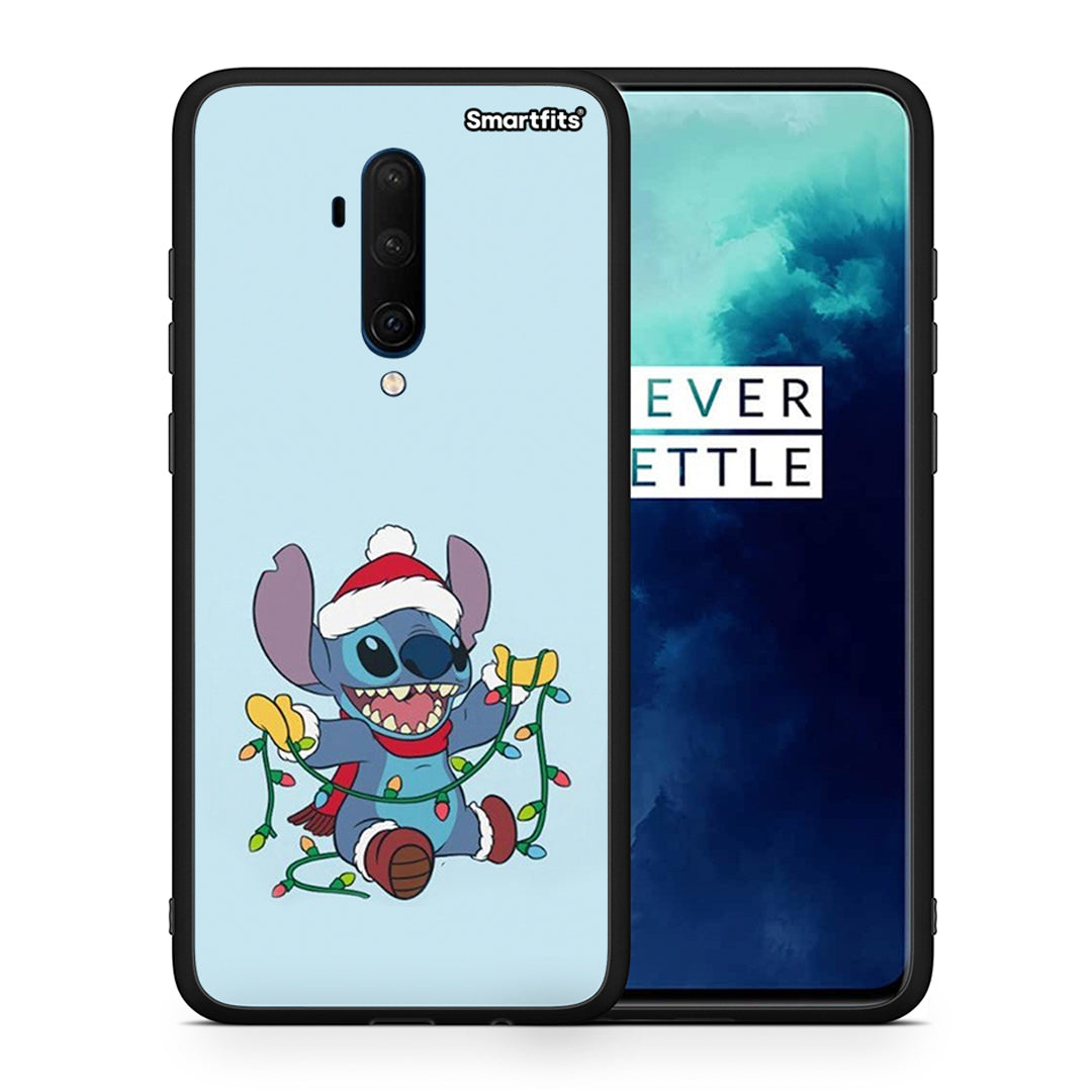 Θήκη OnePlus 7T Pro Santa Stich από τη Smartfits με σχέδιο στο πίσω μέρος και μαύρο περίβλημα | OnePlus 7T Pro Santa Stich case with colorful back and black bezels