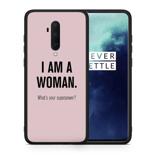 Θήκη OnePlus 7T Pro Superpower Woman από τη Smartfits με σχέδιο στο πίσω μέρος και μαύρο περίβλημα | OnePlus 7T Pro Superpower Woman case with colorful back and black bezels