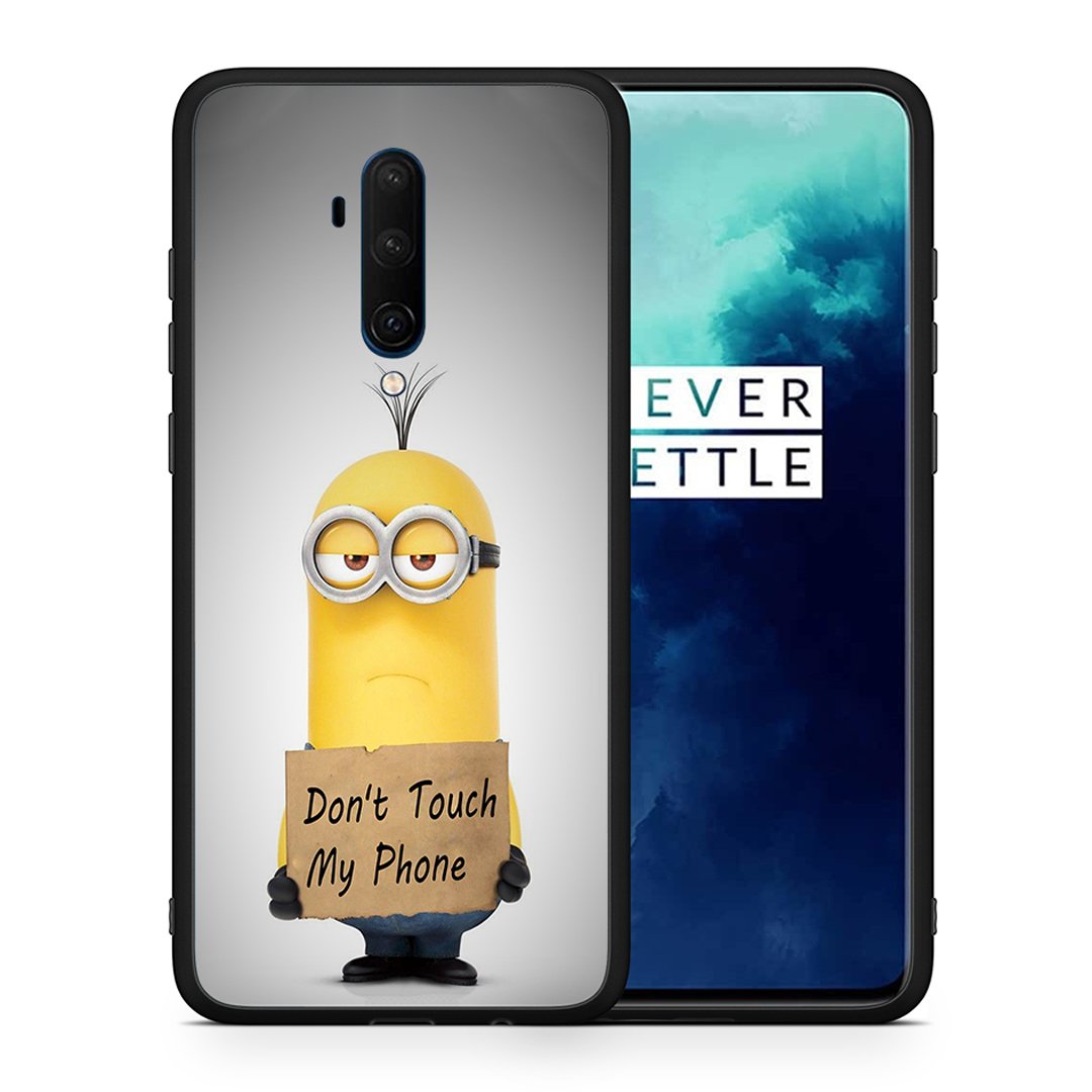 Θήκη OnePlus 7T Pro Minion Text από τη Smartfits με σχέδιο στο πίσω μέρος και μαύρο περίβλημα | OnePlus 7T Pro Minion Text case with colorful back and black bezels