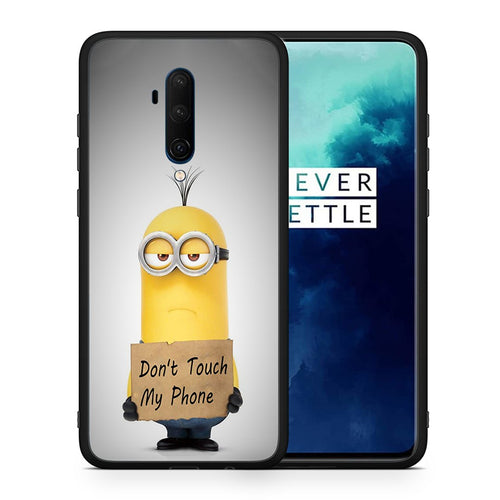 Θήκη OnePlus 7T Pro Minion Text από τη Smartfits με σχέδιο στο πίσω μέρος και μαύρο περίβλημα | OnePlus 7T Pro Minion Text case with colorful back and black bezels
