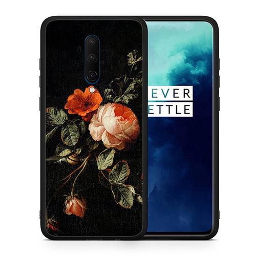 Θήκη OnePlus 7T Pro Vintage Roses από τη Smartfits με σχέδιο στο πίσω μέρος και μαύρο περίβλημα | OnePlus 7T Pro Vintage Roses case with colorful back and black bezels