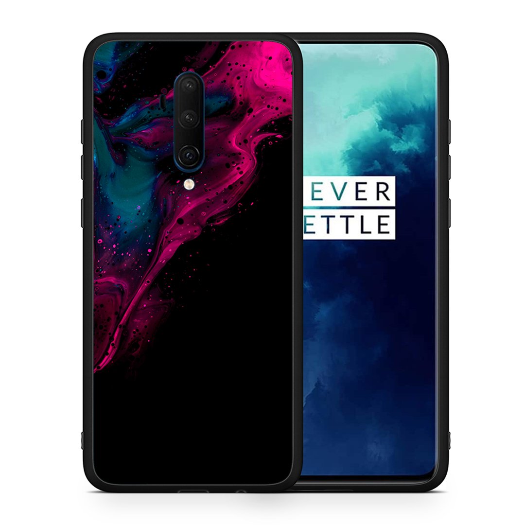 Θήκη OnePlus 7T Pro Pink Black Watercolor από τη Smartfits με σχέδιο στο πίσω μέρος και μαύρο περίβλημα | OnePlus 7T Pro Pink Black Watercolor case with colorful back and black bezels