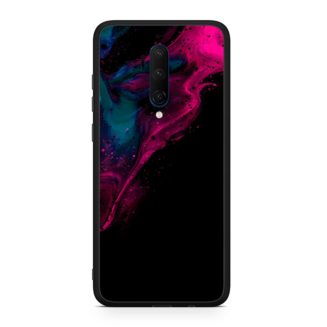 OnePlus 7T Pro Pink Black Watercolor θήκη από τη Smartfits με σχέδιο στο πίσω μέρος και μαύρο περίβλημα | Smartphone case with colorful back and black bezels by Smartfits