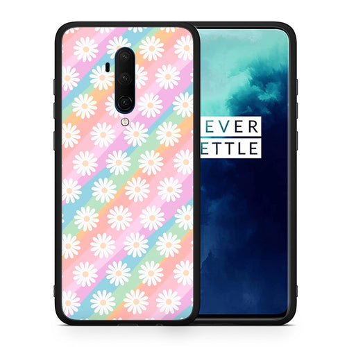 Θήκη OnePlus 7T Pro White Daisies από τη Smartfits με σχέδιο στο πίσω μέρος και μαύρο περίβλημα | OnePlus 7T Pro White Daisies case with colorful back and black bezels