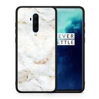 Thumbnail for Θήκη OnePlus 7T Pro White Gold Marble από τη Smartfits με σχέδιο στο πίσω μέρος και μαύρο περίβλημα | OnePlus 7T Pro White Gold Marble case with colorful back and black bezels