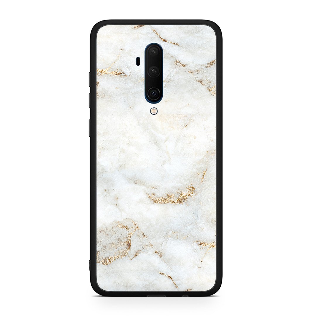 OnePlus 7T Pro White Gold Marble θήκη από τη Smartfits με σχέδιο στο πίσω μέρος και μαύρο περίβλημα | Smartphone case with colorful back and black bezels by Smartfits