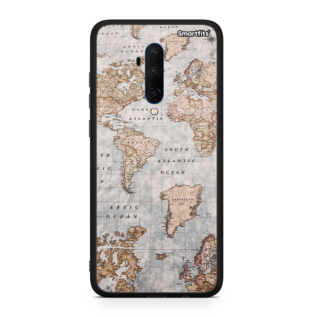 OnePlus 7T Pro World Map Θήκη από τη Smartfits με σχέδιο στο πίσω μέρος και μαύρο περίβλημα | Smartphone case with colorful back and black bezels by Smartfits