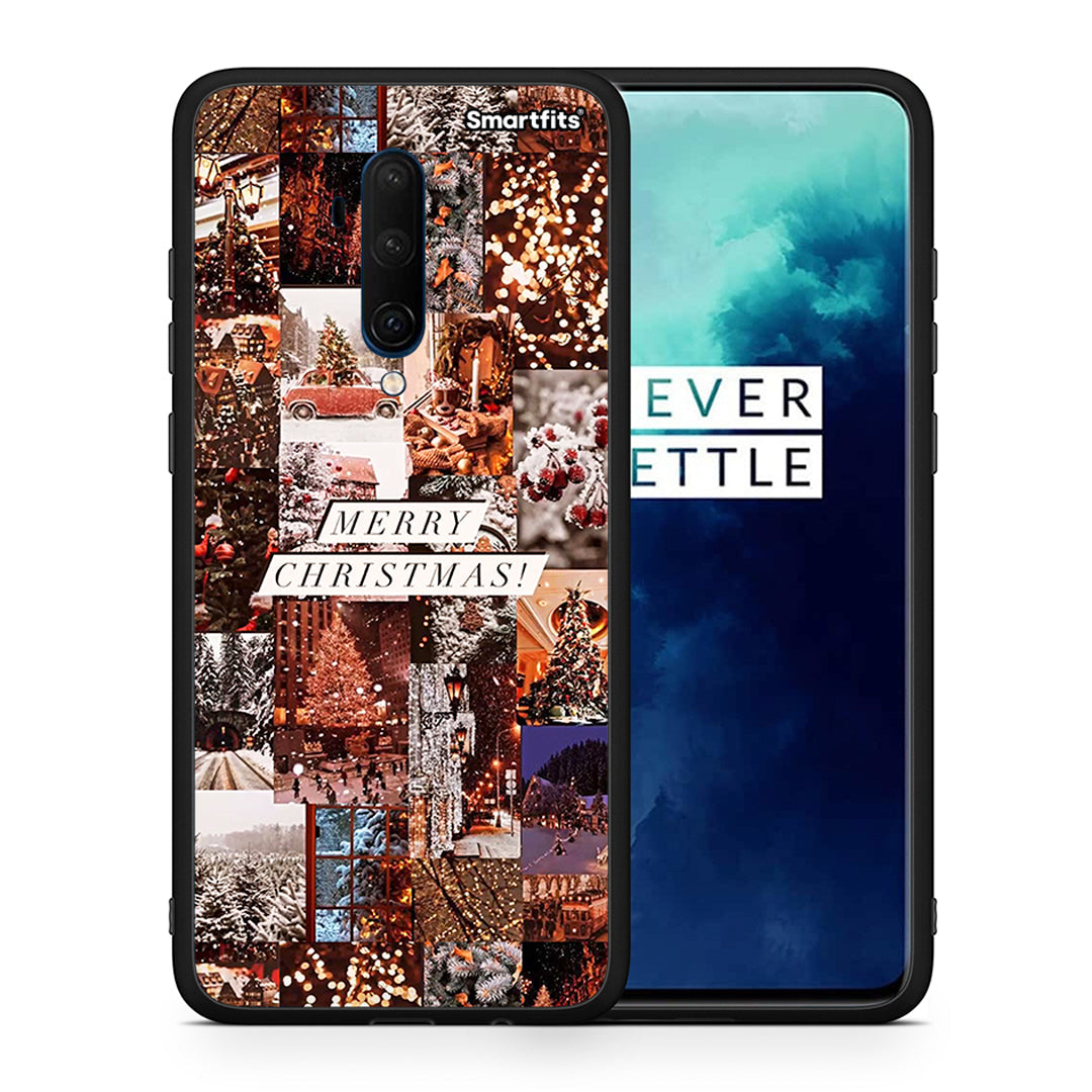 Θήκη OnePlus 7T Pro Xmas Collage από τη Smartfits με σχέδιο στο πίσω μέρος και μαύρο περίβλημα | OnePlus 7T Pro Xmas Collage case with colorful back and black bezels