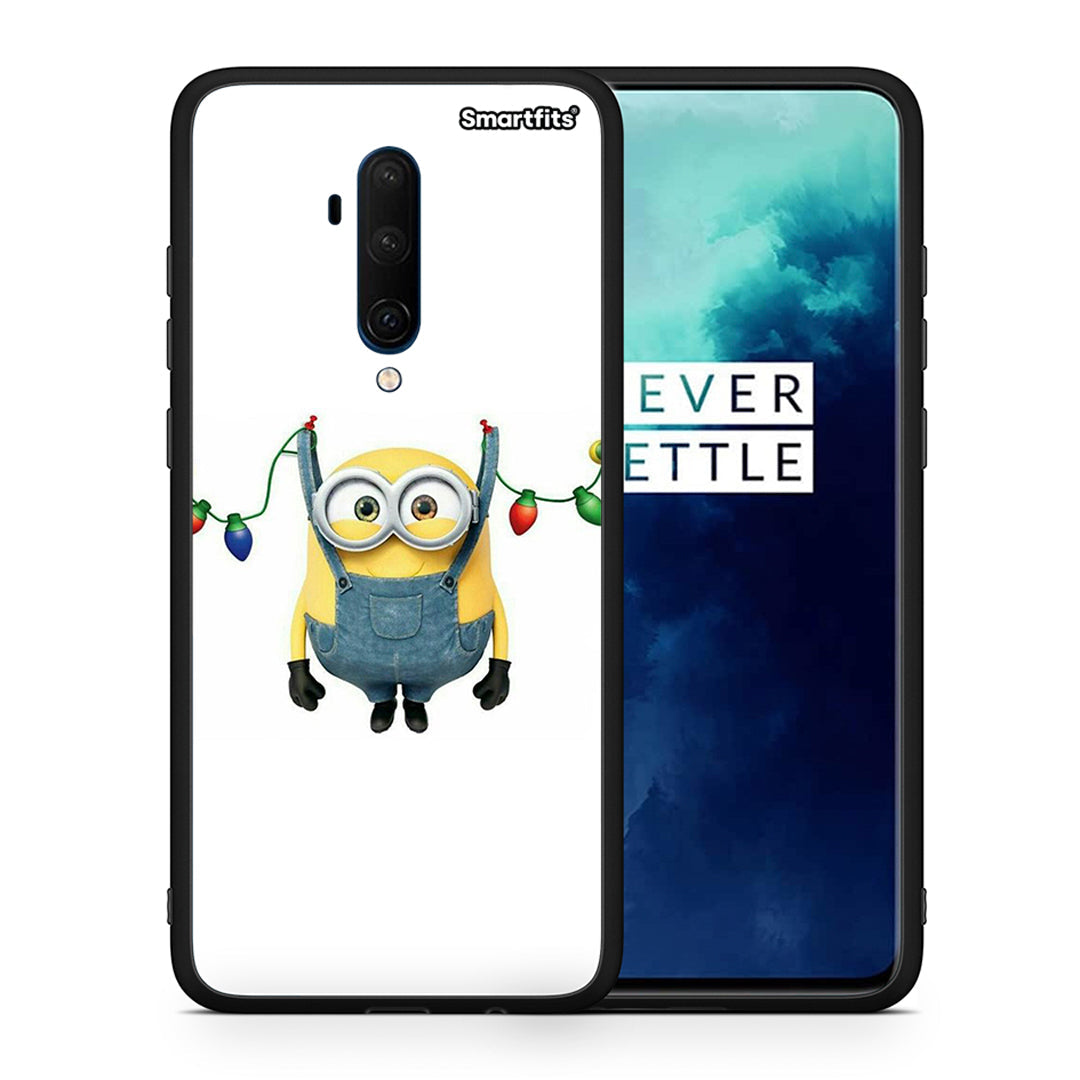 Θήκη OnePlus 7T Pro Xmas Minion Lights από τη Smartfits με σχέδιο στο πίσω μέρος και μαύρο περίβλημα | OnePlus 7T Pro Xmas Minion Lights case with colorful back and black bezels