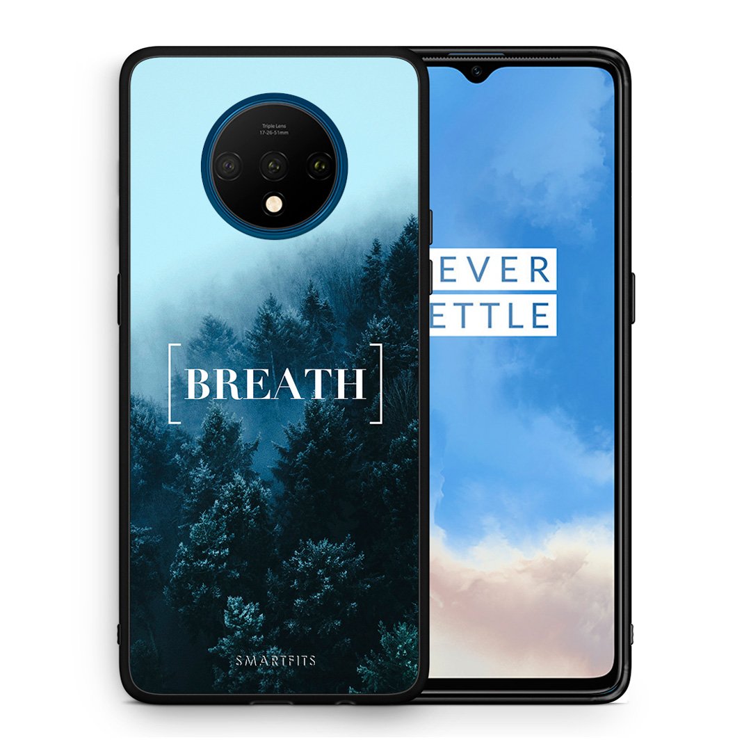 Θήκη OnePlus 7T Breath Quote από τη Smartfits με σχέδιο στο πίσω μέρος και μαύρο περίβλημα | OnePlus 7T Breath Quote case with colorful back and black bezels