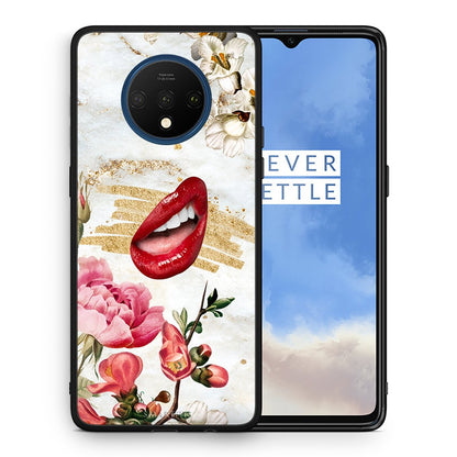 Θήκη OnePlus 7T Red Lips από τη Smartfits με σχέδιο στο πίσω μέρος και μαύρο περίβλημα | OnePlus 7T Red Lips case with colorful back and black bezels