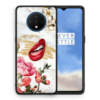 Thumbnail for Θήκη OnePlus 7T Red Lips από τη Smartfits με σχέδιο στο πίσω μέρος και μαύρο περίβλημα | OnePlus 7T Red Lips case with colorful back and black bezels