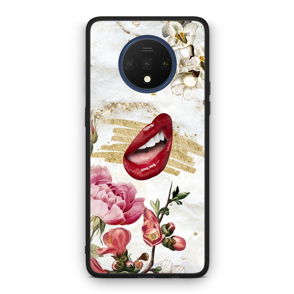 OnePlus 7T Red Lips θήκη από τη Smartfits με σχέδιο στο πίσω μέρος και μαύρο περίβλημα | Smartphone case with colorful back and black bezels by Smartfits