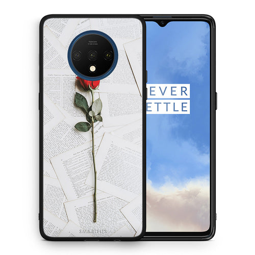 Θήκη OnePlus 7T Red Rose από τη Smartfits με σχέδιο στο πίσω μέρος και μαύρο περίβλημα | OnePlus 7T Red Rose case with colorful back and black bezels