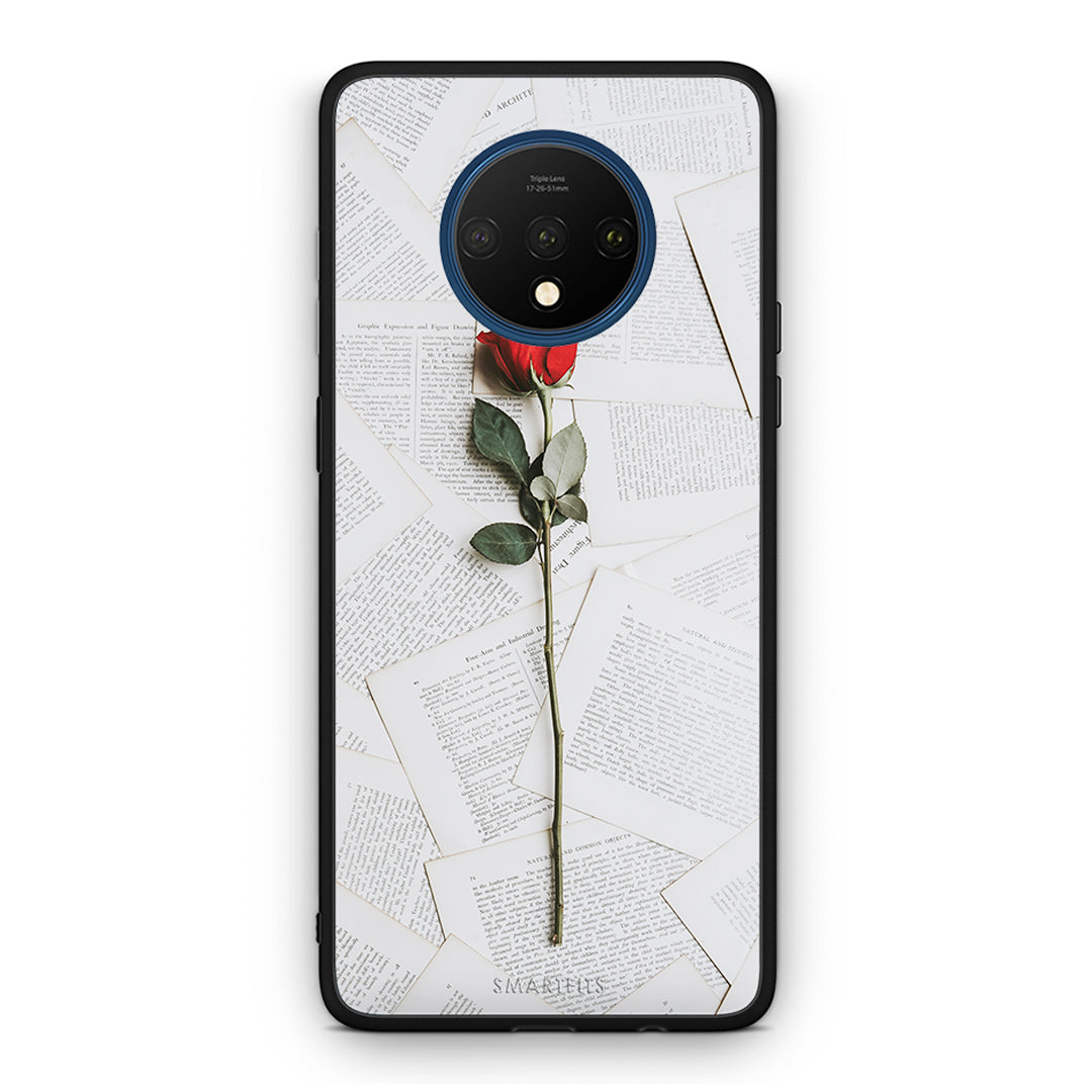 OnePlus 7T Red Rose θήκη από τη Smartfits με σχέδιο στο πίσω μέρος και μαύρο περίβλημα | Smartphone case with colorful back and black bezels by Smartfits