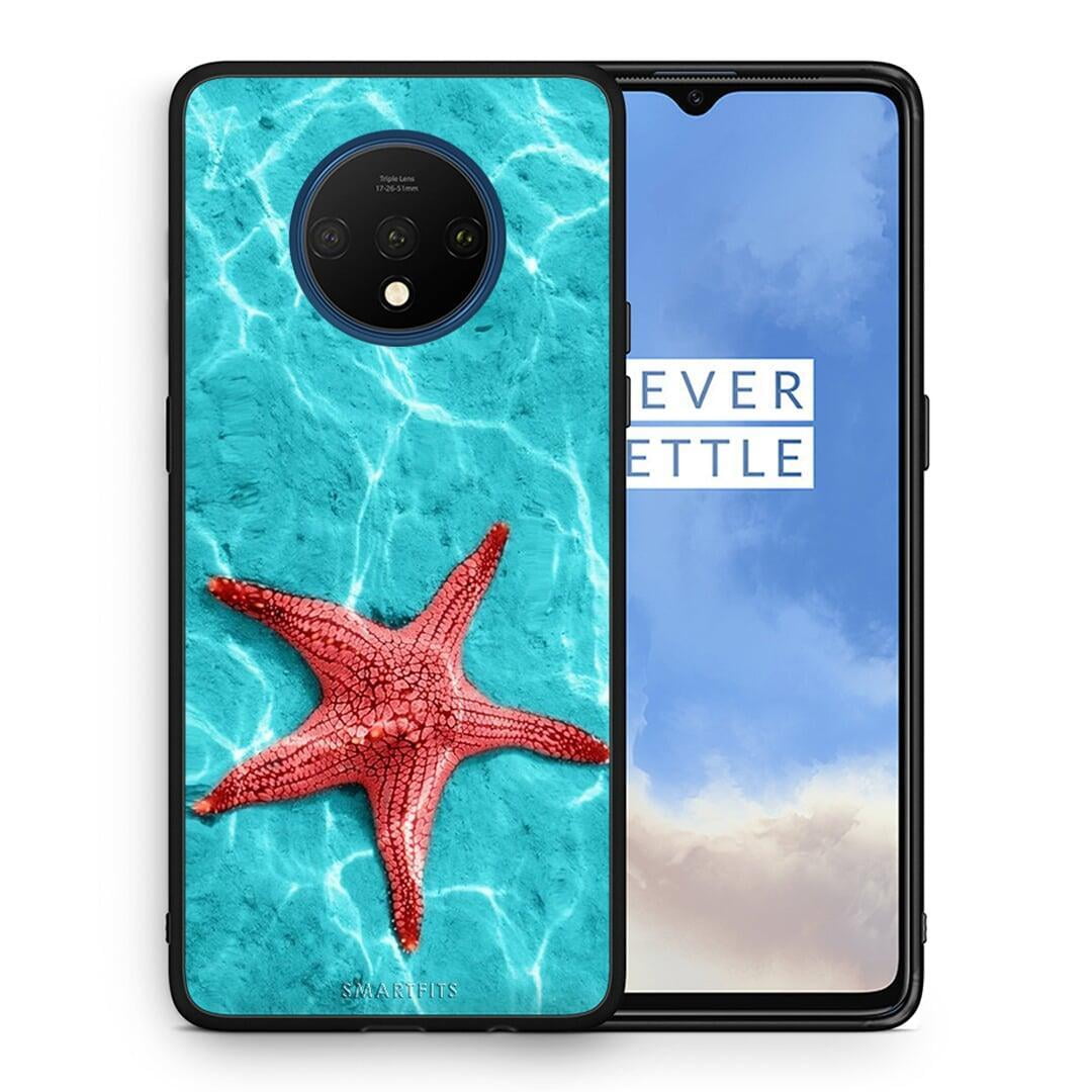 Θήκη OnePlus 7T Red Starfish από τη Smartfits με σχέδιο στο πίσω μέρος και μαύρο περίβλημα | OnePlus 7T Red Starfish case with colorful back and black bezels