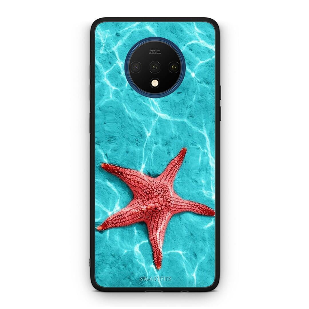 OnePlus 7T Red Starfish Θήκη από τη Smartfits με σχέδιο στο πίσω μέρος και μαύρο περίβλημα | Smartphone case with colorful back and black bezels by Smartfits