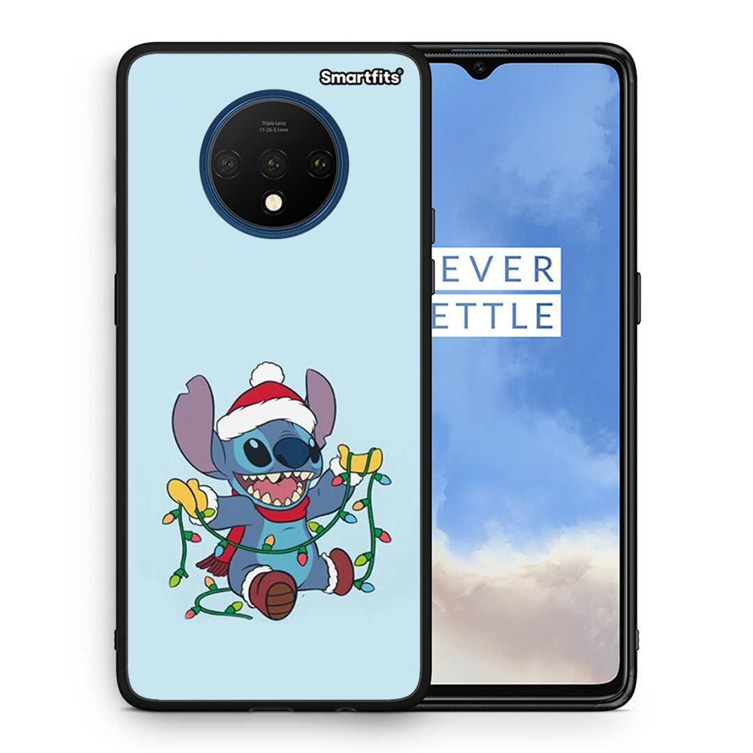 Θήκη OnePlus 7T Santa Stich από τη Smartfits με σχέδιο στο πίσω μέρος και μαύρο περίβλημα | OnePlus 7T Santa Stich case with colorful back and black bezels