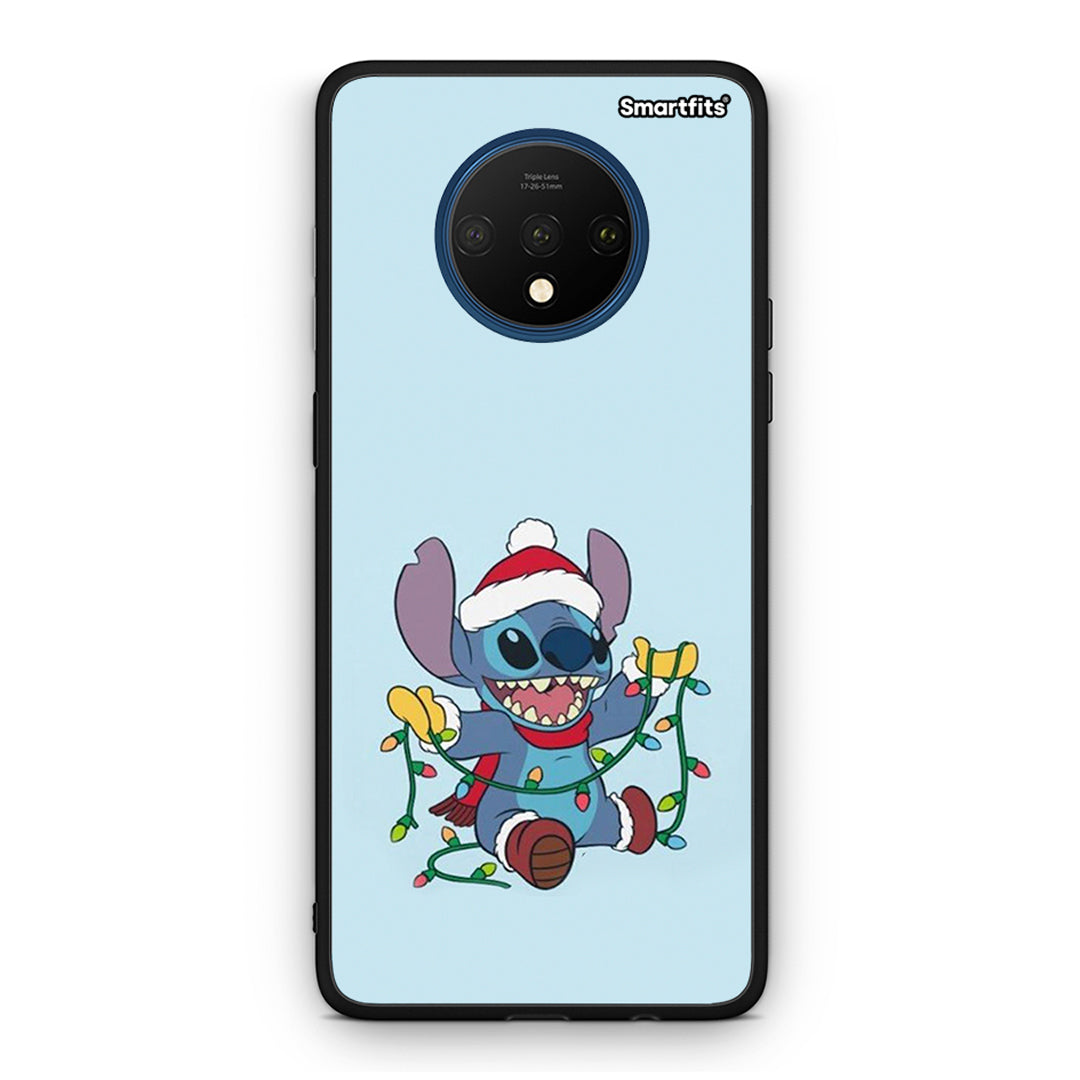 OnePlus 7T Santa Stich θήκη από τη Smartfits με σχέδιο στο πίσω μέρος και μαύρο περίβλημα | Smartphone case with colorful back and black bezels by Smartfits