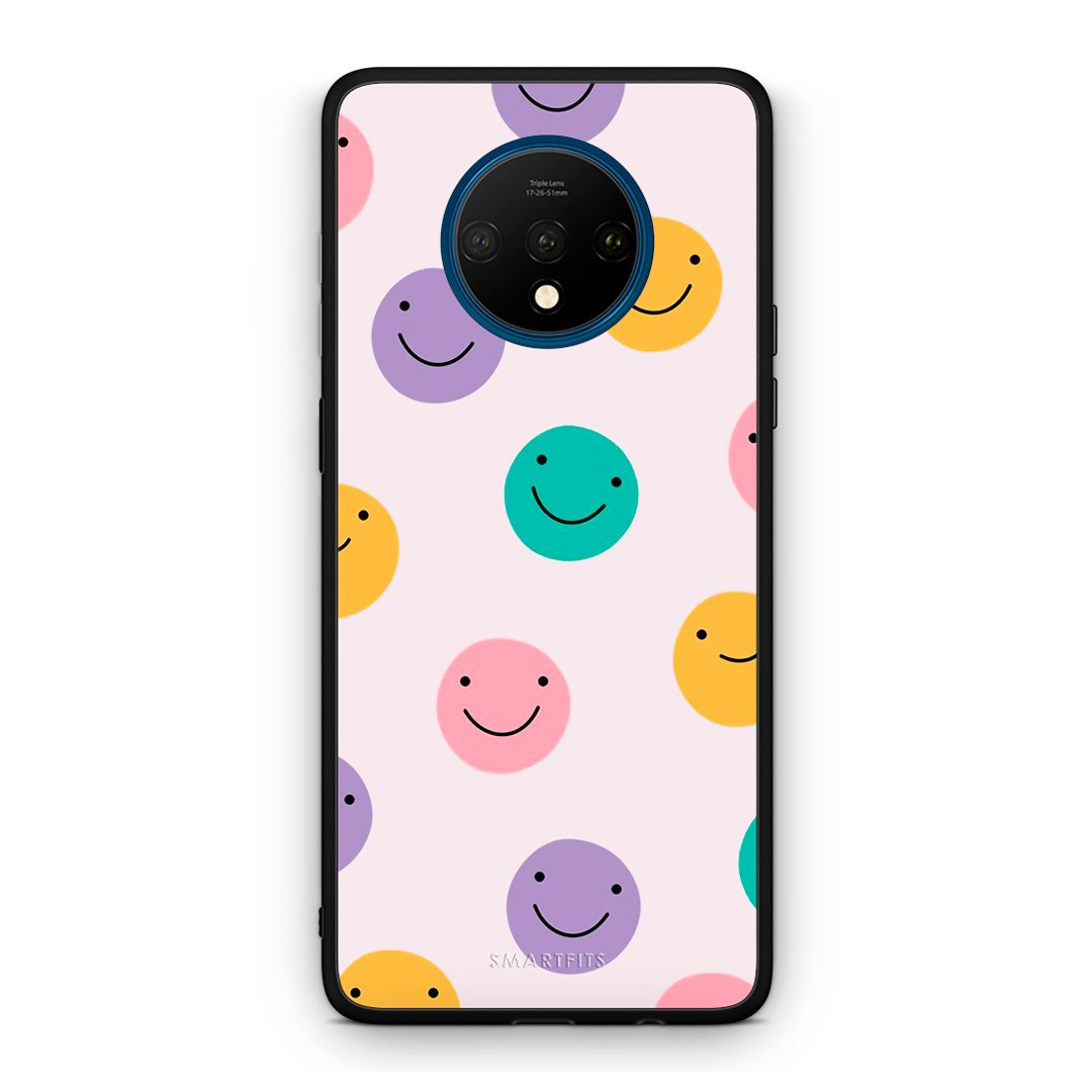 OnePlus 7T Smiley Faces θήκη από τη Smartfits με σχέδιο στο πίσω μέρος και μαύρο περίβλημα | Smartphone case with colorful back and black bezels by Smartfits