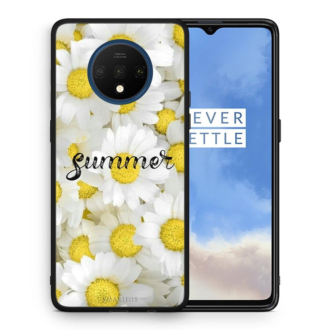 Θήκη OnePlus 7T Summer Daisies από τη Smartfits με σχέδιο στο πίσω μέρος και μαύρο περίβλημα | OnePlus 7T Summer Daisies case with colorful back and black bezels