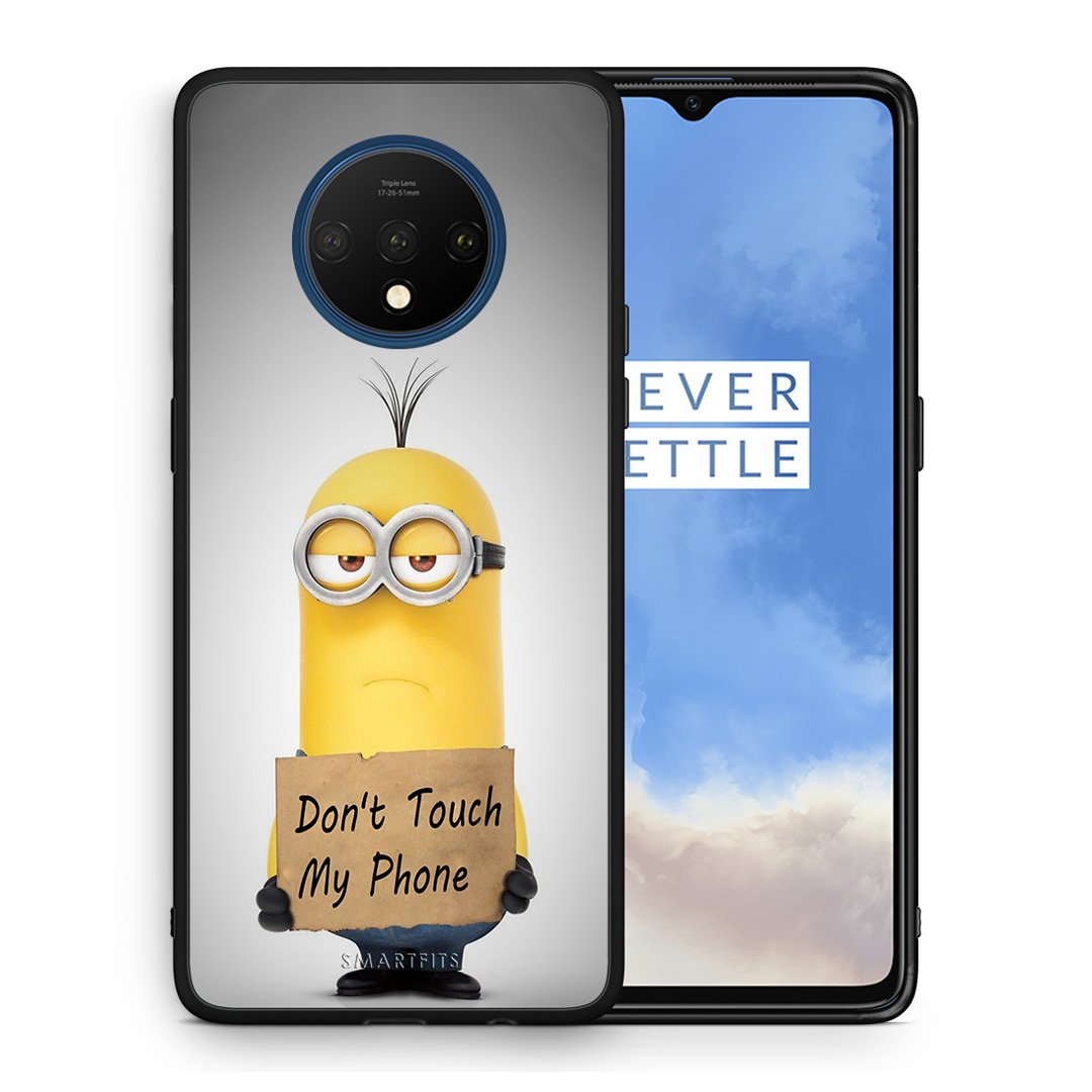 Θήκη OnePlus 7T Minion Text από τη Smartfits με σχέδιο στο πίσω μέρος και μαύρο περίβλημα | OnePlus 7T Minion Text case with colorful back and black bezels