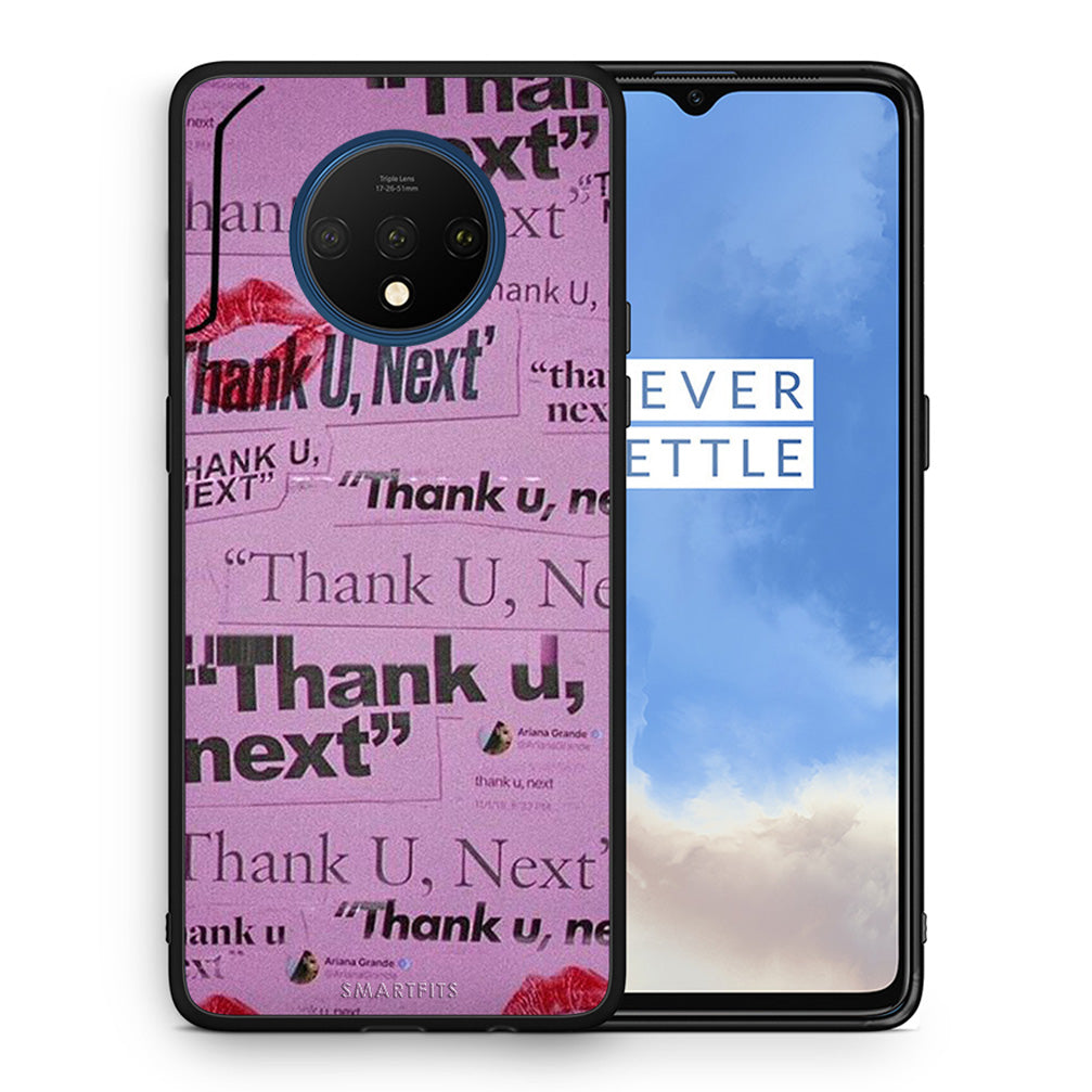 Θήκη Αγίου Βαλεντίνου OnePlus 7T Thank You Next από τη Smartfits με σχέδιο στο πίσω μέρος και μαύρο περίβλημα | OnePlus 7T Thank You Next case with colorful back and black bezels