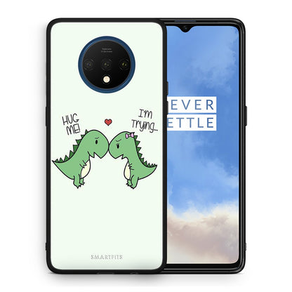 Θήκη OnePlus 7T Rex Valentine από τη Smartfits με σχέδιο στο πίσω μέρος και μαύρο περίβλημα | OnePlus 7T Rex Valentine case with colorful back and black bezels