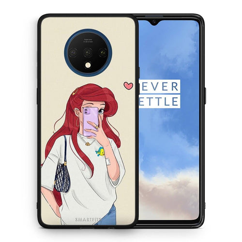Θήκη OnePlus 7T Walking Mermaid από τη Smartfits με σχέδιο στο πίσω μέρος και μαύρο περίβλημα | OnePlus 7T Walking Mermaid case with colorful back and black bezels