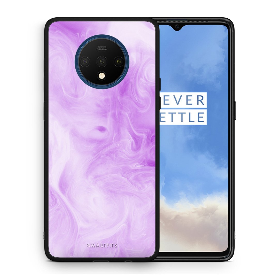 Θήκη OnePlus 7T Lavender Watercolor από τη Smartfits με σχέδιο στο πίσω μέρος και μαύρο περίβλημα | OnePlus 7T Lavender Watercolor case with colorful back and black bezels