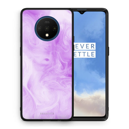 Θήκη OnePlus 7T Lavender Watercolor από τη Smartfits με σχέδιο στο πίσω μέρος και μαύρο περίβλημα | OnePlus 7T Lavender Watercolor case with colorful back and black bezels