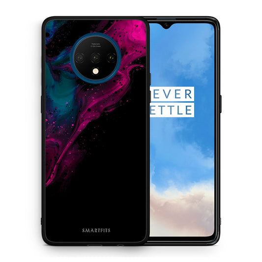 Θήκη OnePlus 7T Pink Black Watercolor από τη Smartfits με σχέδιο στο πίσω μέρος και μαύρο περίβλημα | OnePlus 7T Pink Black Watercolor case with colorful back and black bezels