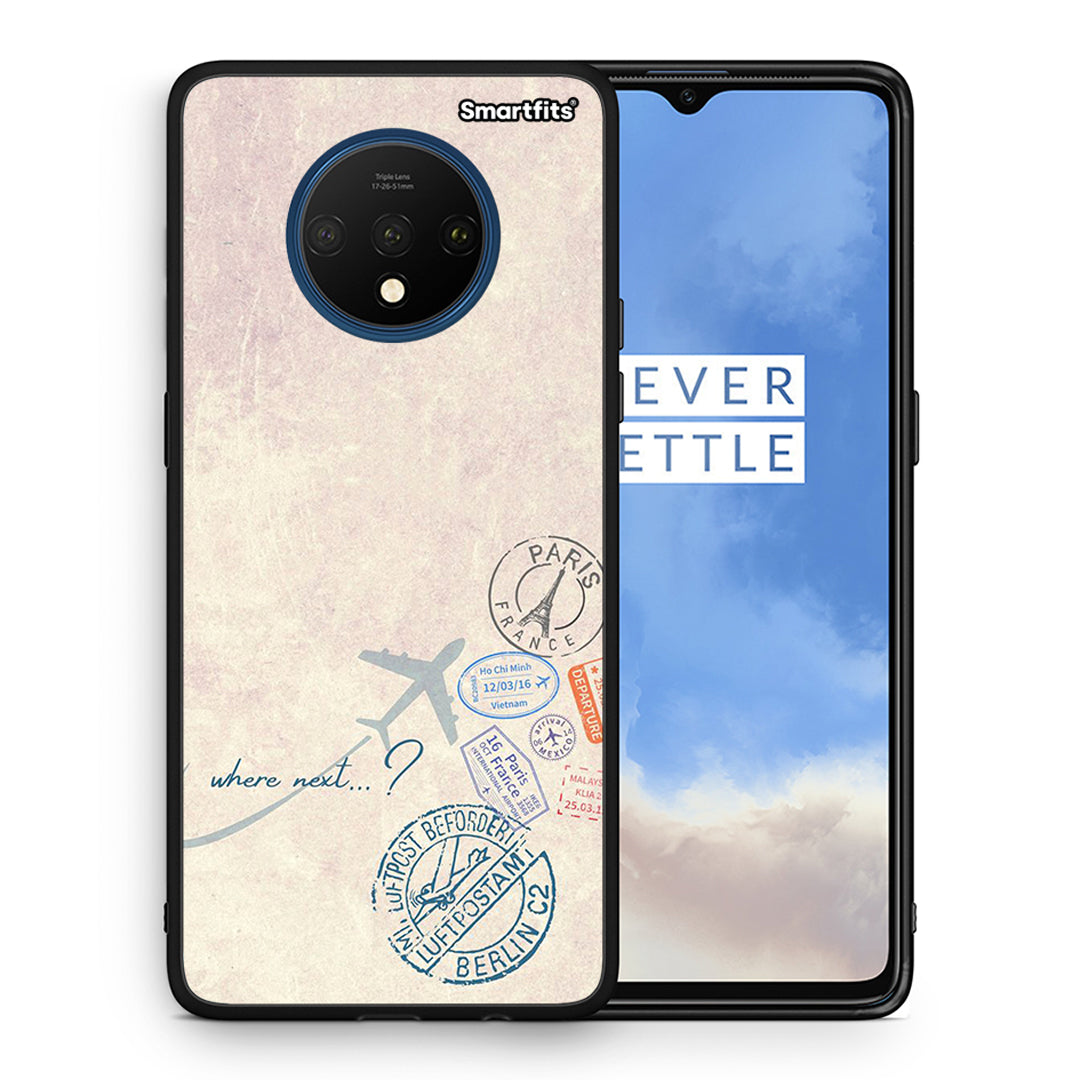 Θήκη OnePlus 7T Where Next από τη Smartfits με σχέδιο στο πίσω μέρος και μαύρο περίβλημα | OnePlus 7T Where Next case with colorful back and black bezels