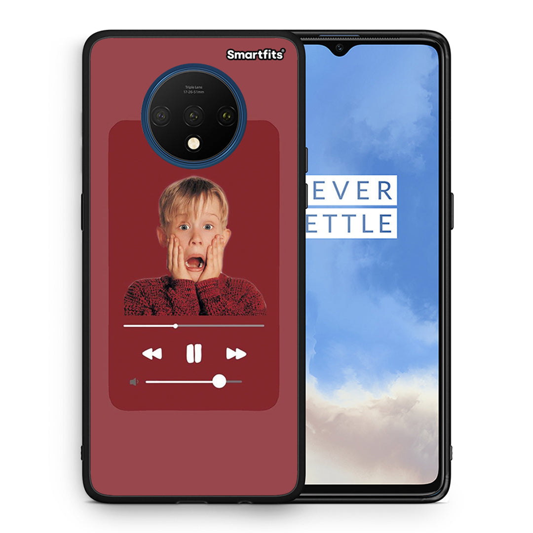 Θήκη OnePlus 7T Xmas Alone Music από τη Smartfits με σχέδιο στο πίσω μέρος και μαύρο περίβλημα | OnePlus 7T Xmas Alone Music case with colorful back and black bezels