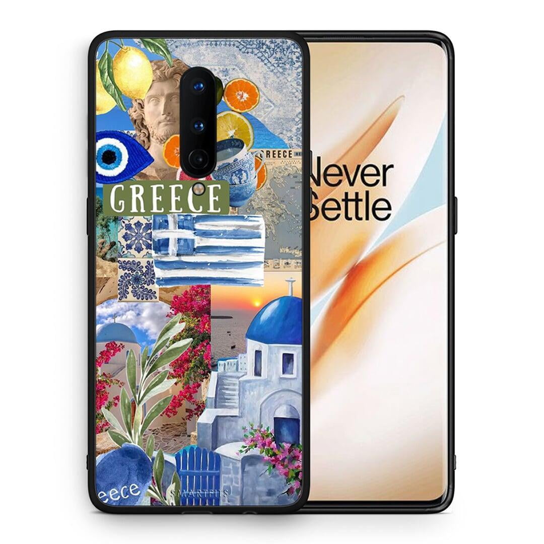 Θήκη OnePlus 8 All Greek από τη Smartfits με σχέδιο στο πίσω μέρος και μαύρο περίβλημα | OnePlus 8 All Greek case with colorful back and black bezels