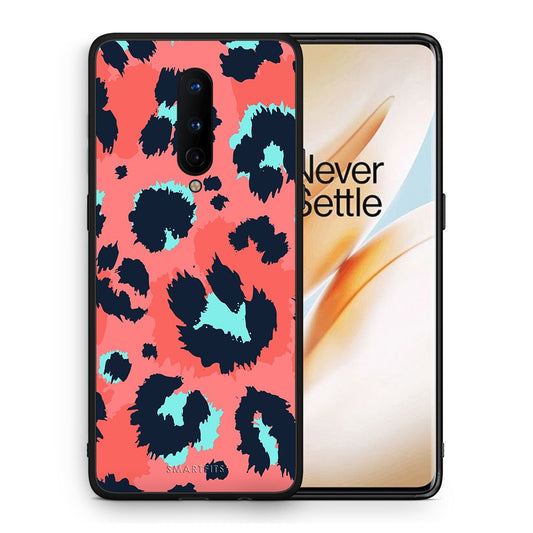 Θήκη OnePlus 8 Pink Leopard Animal από τη Smartfits με σχέδιο στο πίσω μέρος και μαύρο περίβλημα | OnePlus 8 Pink Leopard Animal case with colorful back and black bezels