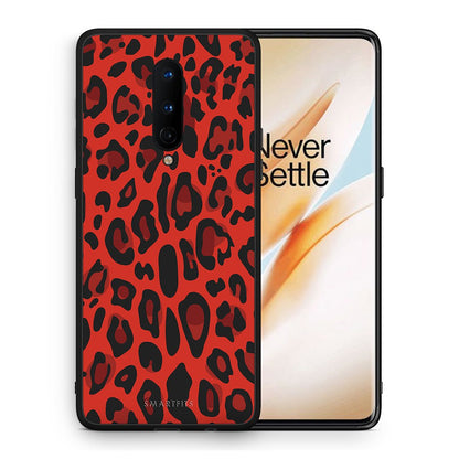 Θήκη OnePlus 8 Red Leopard Animal από τη Smartfits με σχέδιο στο πίσω μέρος και μαύρο περίβλημα | OnePlus 8 Red Leopard Animal case with colorful back and black bezels