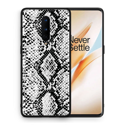 Θήκη OnePlus 8 White Snake Animal από τη Smartfits με σχέδιο στο πίσω μέρος και μαύρο περίβλημα | OnePlus 8 White Snake Animal case with colorful back and black bezels