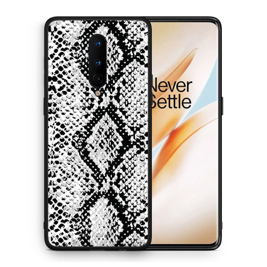 Θήκη OnePlus 8 White Snake Animal από τη Smartfits με σχέδιο στο πίσω μέρος και μαύρο περίβλημα | OnePlus 8 White Snake Animal case with colorful back and black bezels