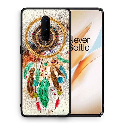 Θήκη OnePlus 8 DreamCatcher Boho από τη Smartfits με σχέδιο στο πίσω μέρος και μαύρο περίβλημα | OnePlus 8 DreamCatcher Boho case with colorful back and black bezels