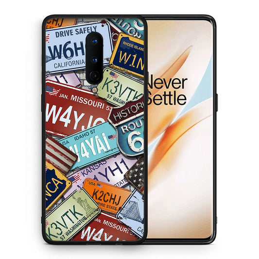 Θήκη OnePlus 8 Car Plates από τη Smartfits με σχέδιο στο πίσω μέρος και μαύρο περίβλημα | OnePlus 8 Car Plates case with colorful back and black bezels