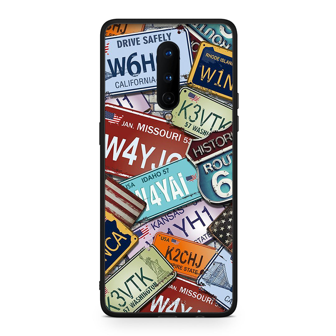 OnePlus 8 Car Plates θήκη από τη Smartfits με σχέδιο στο πίσω μέρος και μαύρο περίβλημα | Smartphone case with colorful back and black bezels by Smartfits