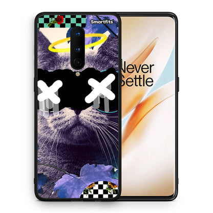 Θήκη OnePlus 8 Cat Collage από τη Smartfits με σχέδιο στο πίσω μέρος και μαύρο περίβλημα | OnePlus 8 Cat Collage case with colorful back and black bezels