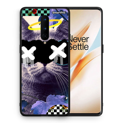 Θήκη OnePlus 8 Cat Collage από τη Smartfits με σχέδιο στο πίσω μέρος και μαύρο περίβλημα | OnePlus 8 Cat Collage case with colorful back and black bezels