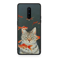 Thumbnail for OnePlus 8 Cat Goldfish θήκη από τη Smartfits με σχέδιο στο πίσω μέρος και μαύρο περίβλημα | Smartphone case with colorful back and black bezels by Smartfits