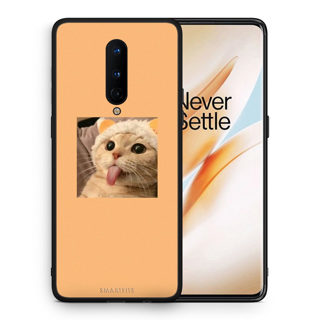 Θήκη OnePlus 8 Cat Tongue από τη Smartfits με σχέδιο στο πίσω μέρος και μαύρο περίβλημα | OnePlus 8 Cat Tongue case with colorful back and black bezels