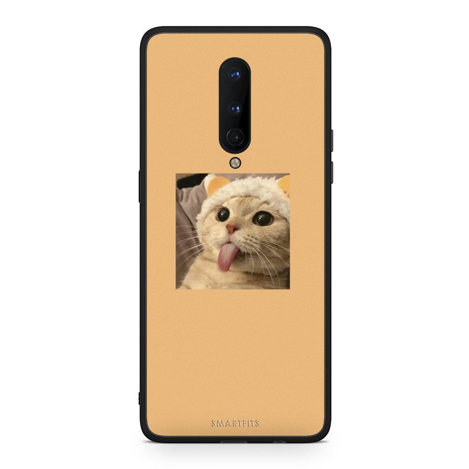 OnePlus 8 Cat Tongue θήκη από τη Smartfits με σχέδιο στο πίσω μέρος και μαύρο περίβλημα | Smartphone case with colorful back and black bezels by Smartfits