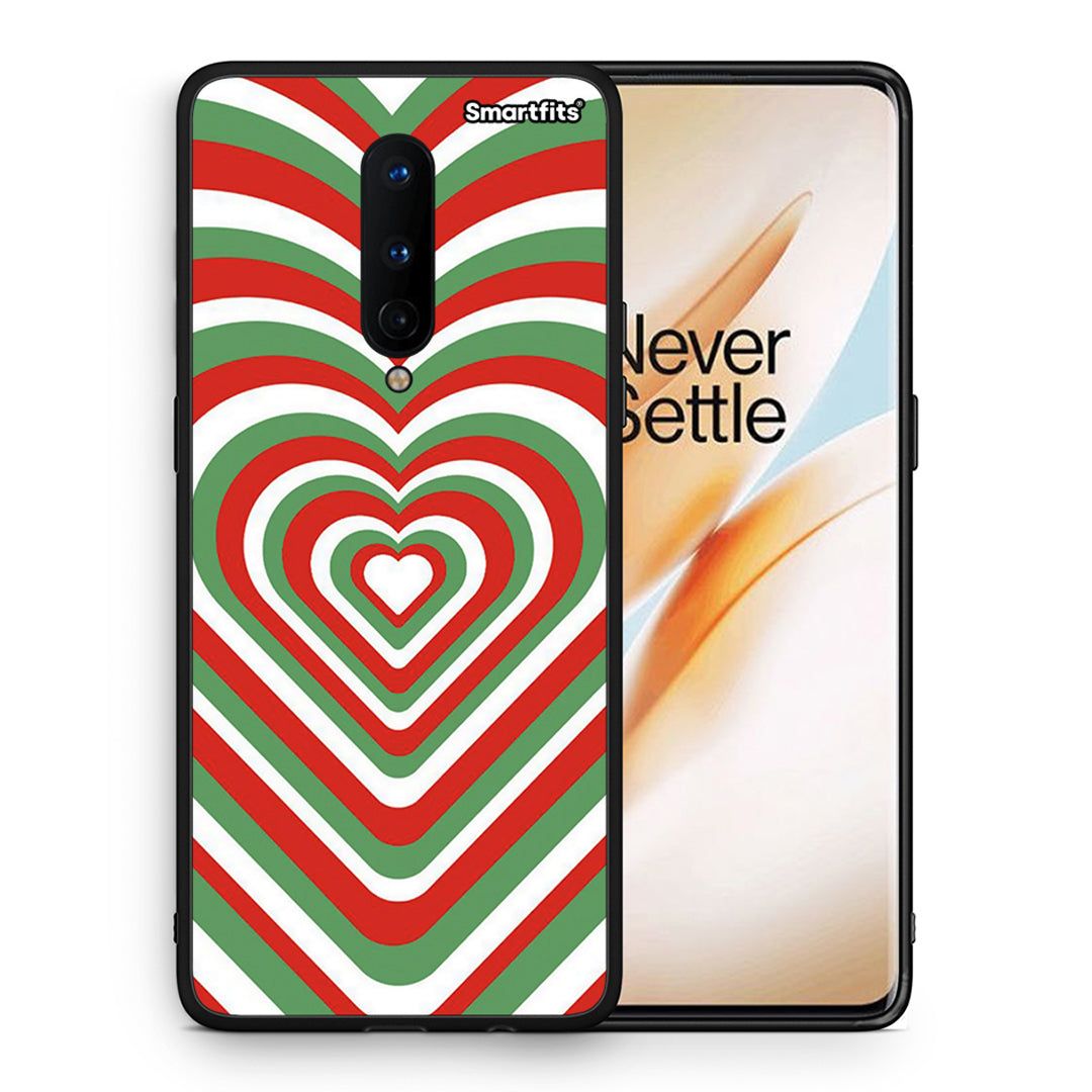 Θήκη OnePlus 8 Christmas Hearts από τη Smartfits με σχέδιο στο πίσω μέρος και μαύρο περίβλημα | OnePlus 8 Christmas Hearts case with colorful back and black bezels