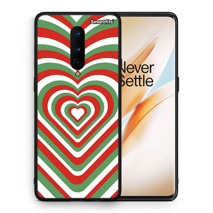 Θήκη OnePlus 8 Christmas Hearts από τη Smartfits με σχέδιο στο πίσω μέρος και μαύρο περίβλημα | OnePlus 8 Christmas Hearts case with colorful back and black bezels